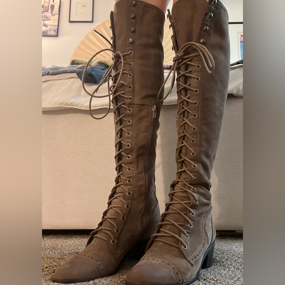 Free People x Jeffery Campbell Joe Lace Up Over the knee boot
